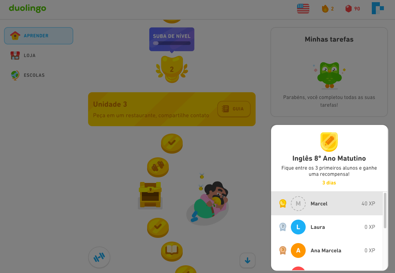 Avançando Na Unidade Unidade 7 Buscando o Pódio da Divisão Safira -  Estudando Duolingo #023 