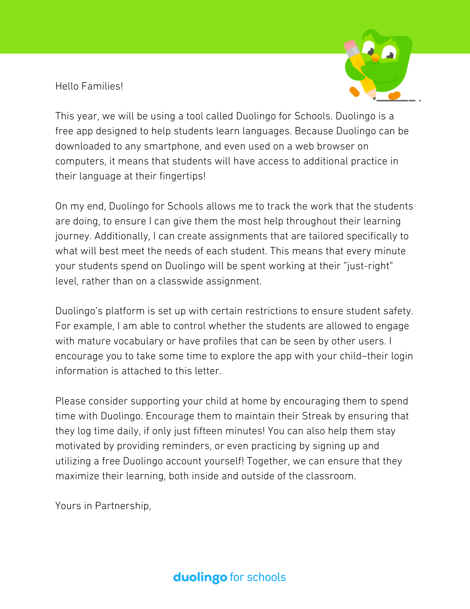 Teacher Introduction Letter to Parents Examples