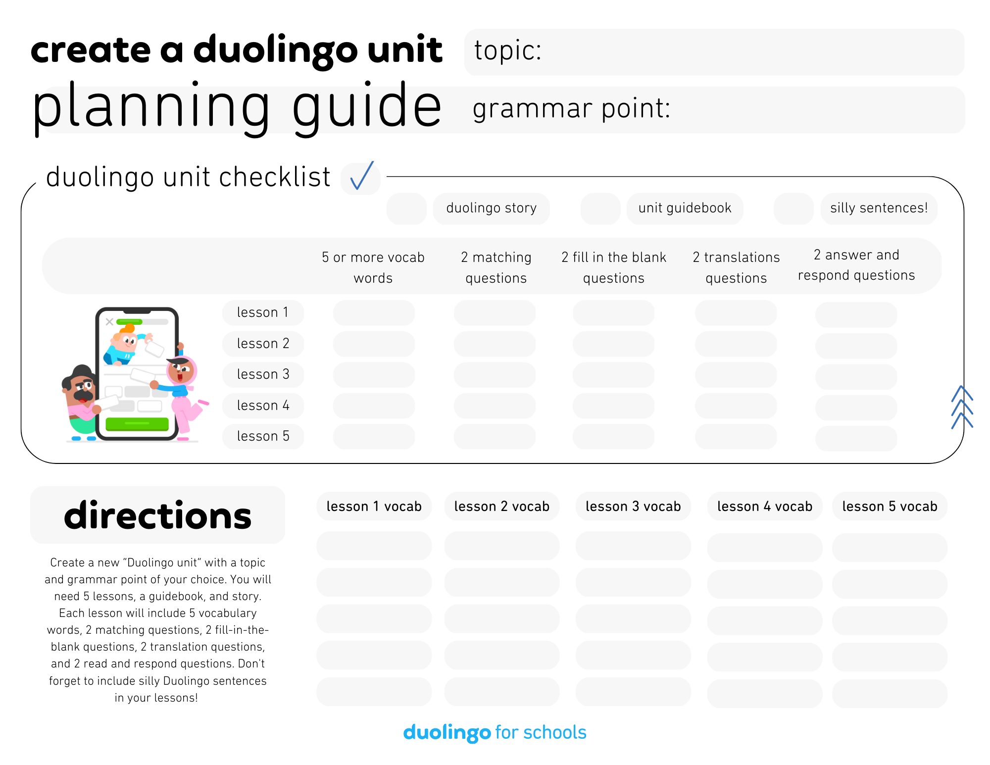Create your own duolingo unit duolingo for schools